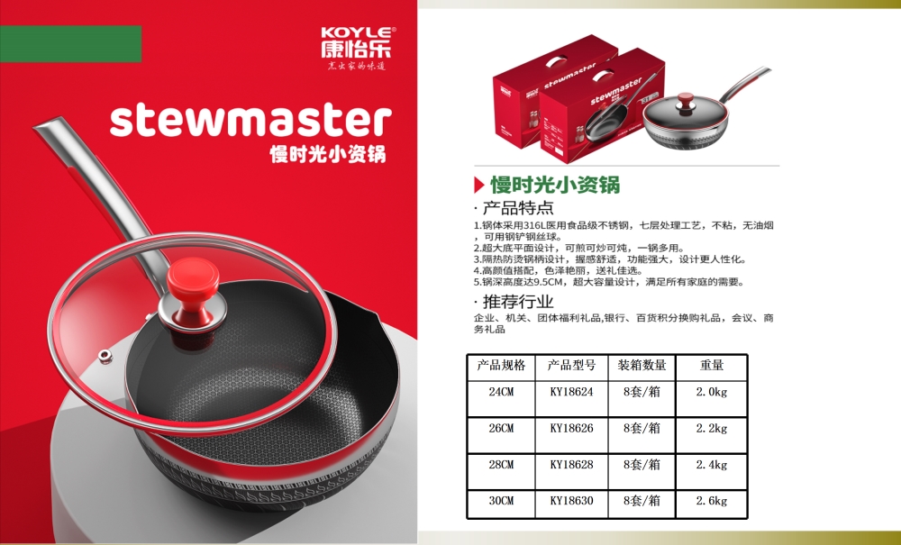 康怡乐 慢时光小资锅  炒锅 蒸锅 不粘锅   周年庆礼品、企业年会礼品推荐