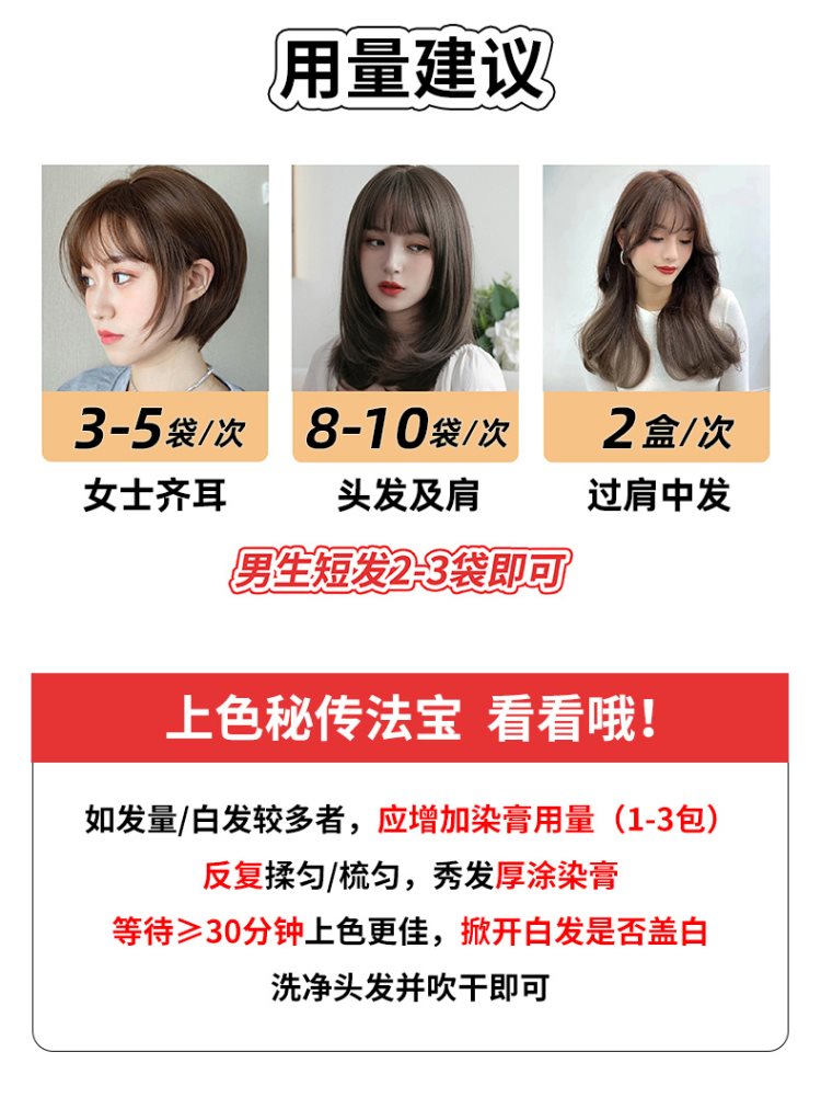 时尚礼物 韩金靓果油染泡泡染发剂植物纯自己在家染发膏黑茶遮白