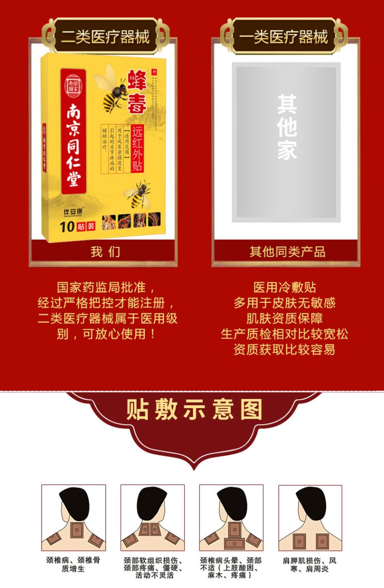 健康礼品 颈椎病肩周炎贴膏蜂毒风湿类关节痛腰疼腰椎贴腰间盘突出专用膏贴