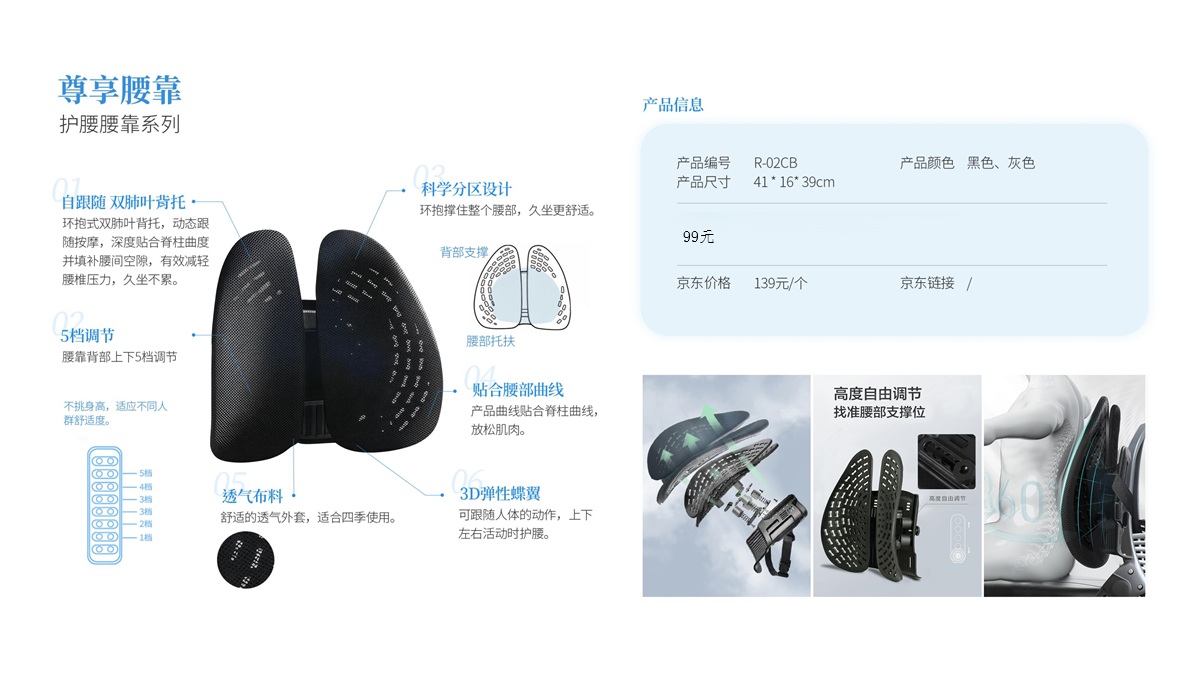 员工福利礼品、生日礼物，柔先生护腰坐垫久坐不累办公室人体工学靠垫坐姿矫正护腰坐姿腰靠